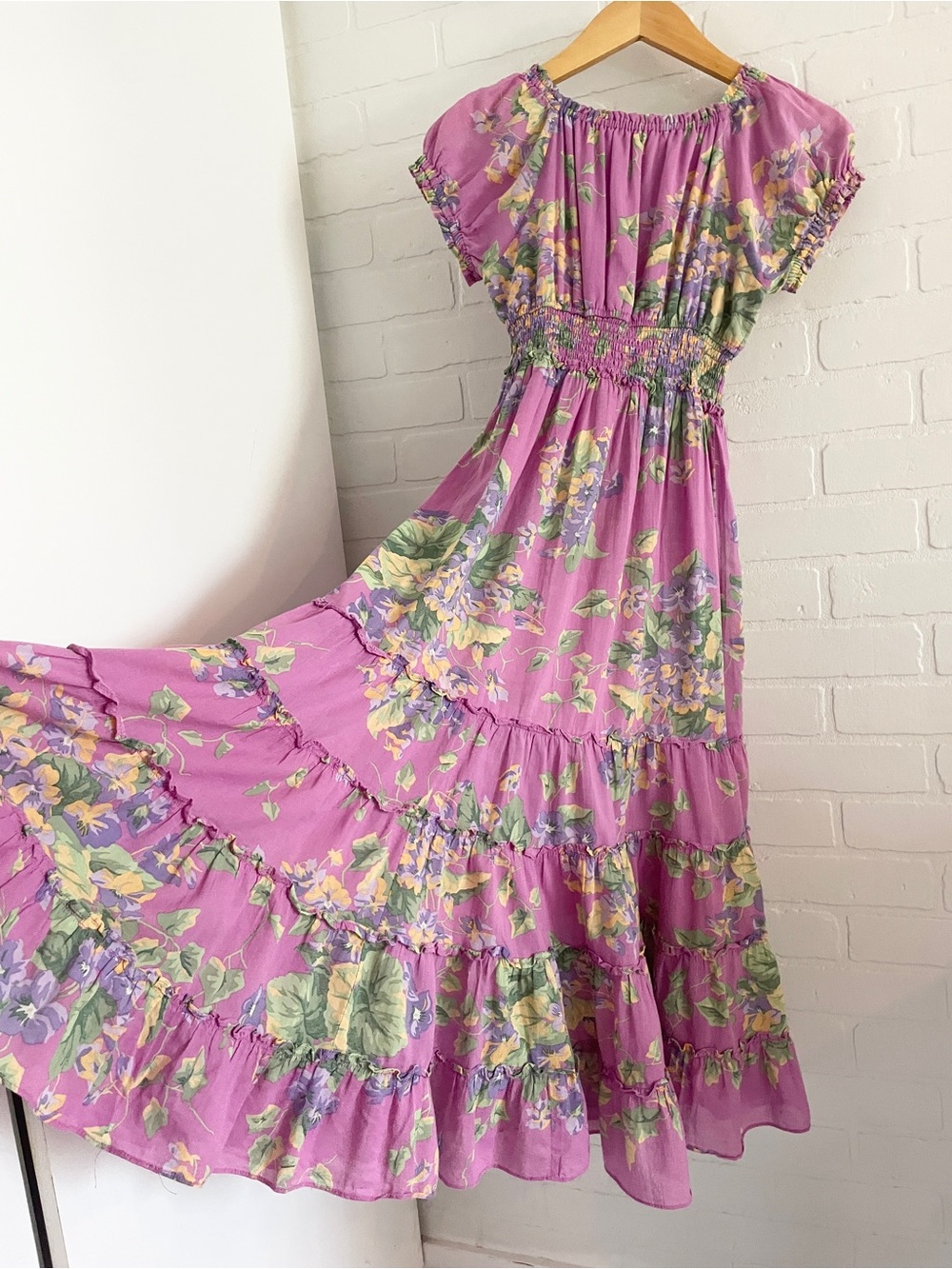 Betsey Johnson Archive 90s Prairie Cotton Smocked Midi Dress Collector Sz S - Picture 11 of 16